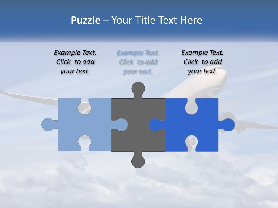 An Airplane Flying In The Sky With Clouds PowerPoint Template