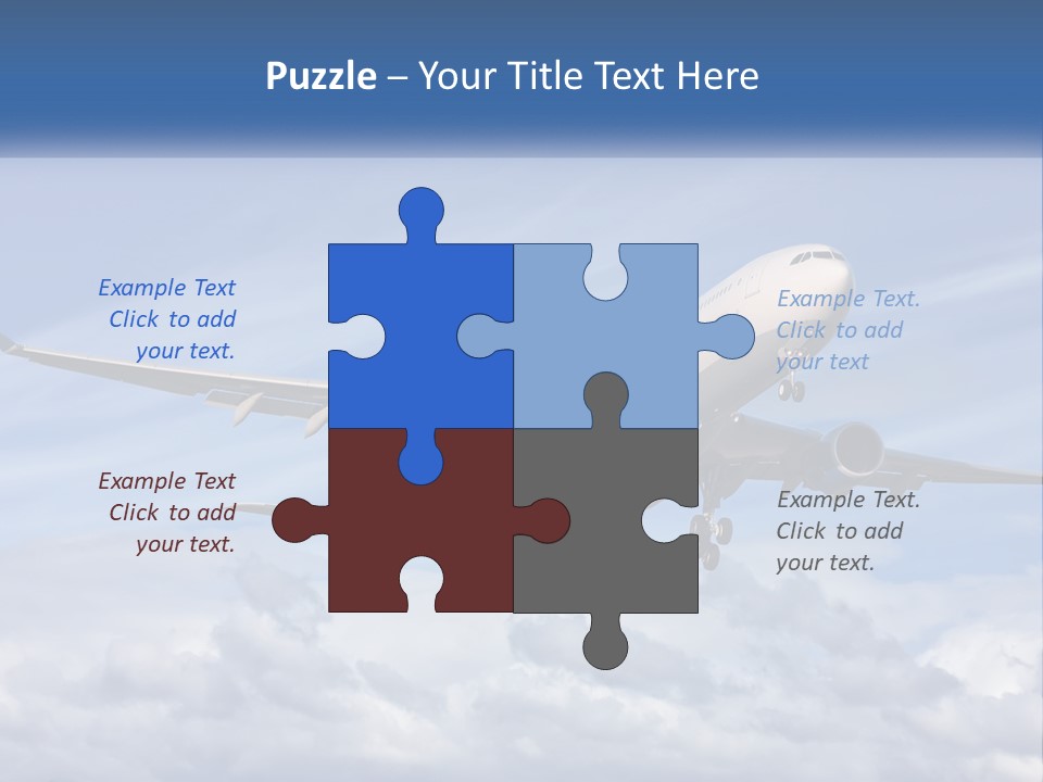 An Airplane Flying In The Sky With Clouds PowerPoint Template