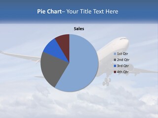 An Airplane Flying In The Sky With Clouds PowerPoint Template