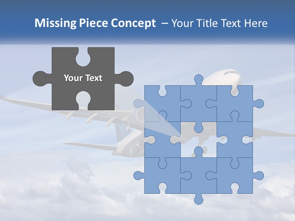 An Airplane Flying In The Sky With Clouds PowerPoint Template