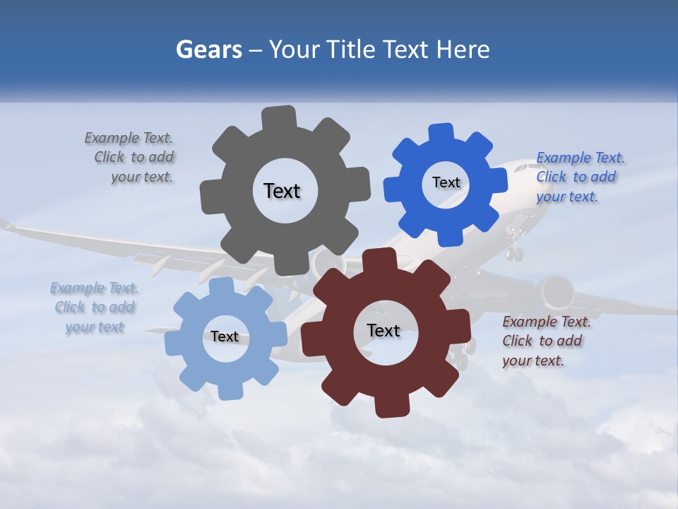 An Airplane Flying In The Sky With Clouds PowerPoint Template