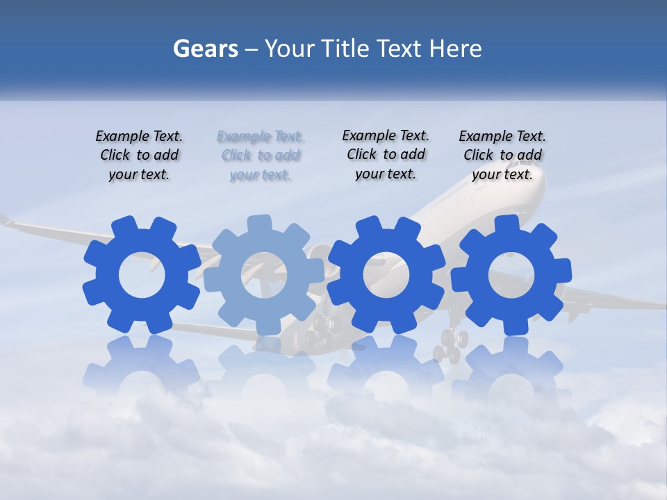 An Airplane Flying In The Sky With Clouds PowerPoint Template