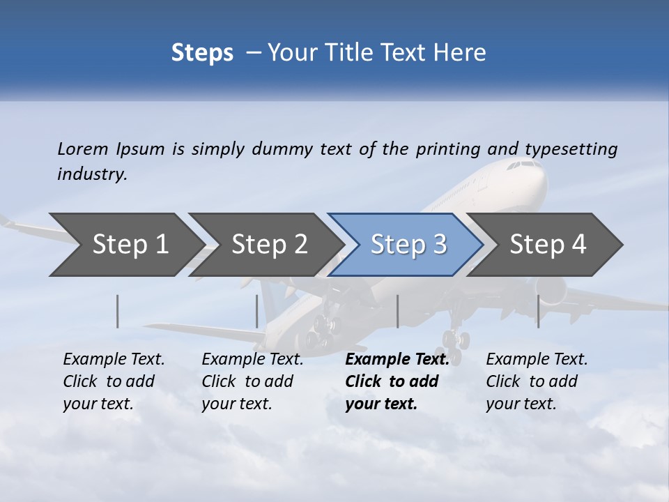 An Airplane Flying In The Sky With Clouds PowerPoint Template
