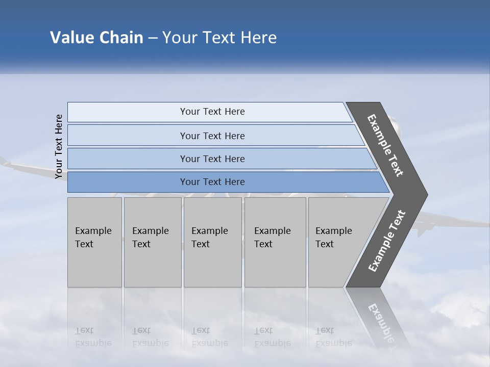 An Airplane Flying In The Sky With Clouds PowerPoint Template