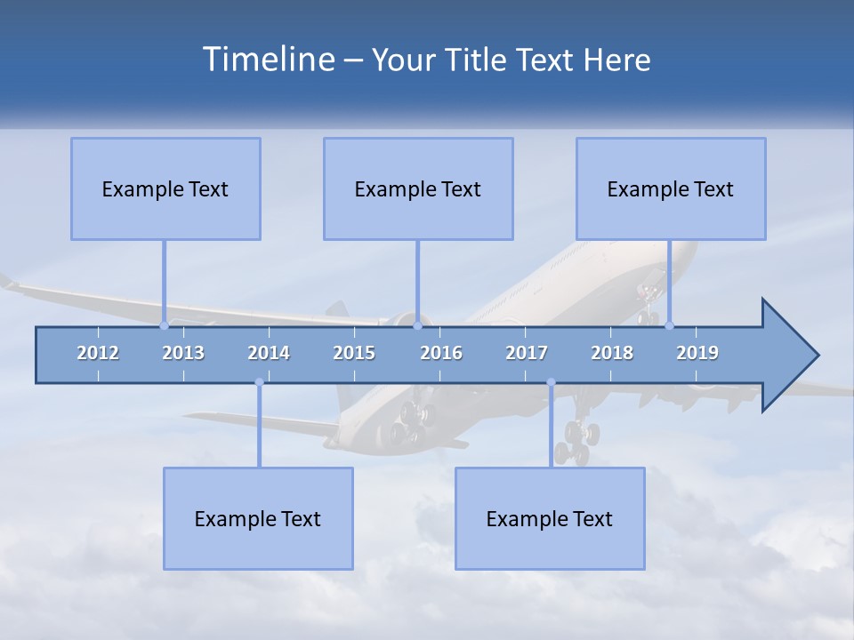 An Airplane Flying In The Sky With Clouds PowerPoint Template