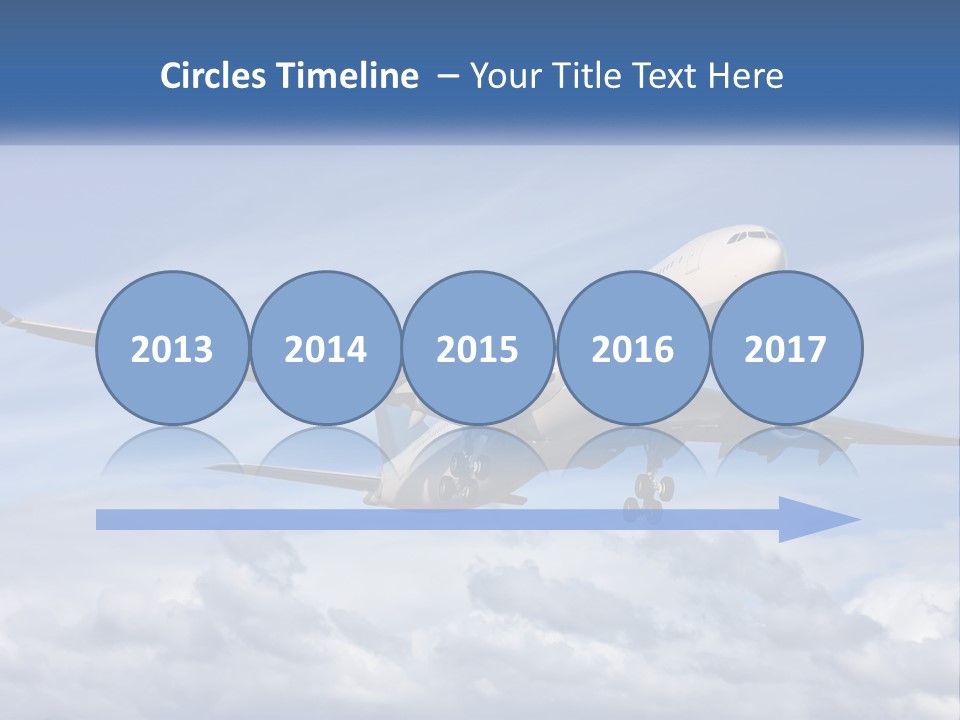 An Airplane Flying In The Sky With Clouds PowerPoint Template