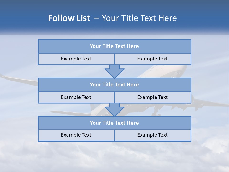 An Airplane Flying In The Sky With Clouds PowerPoint Template