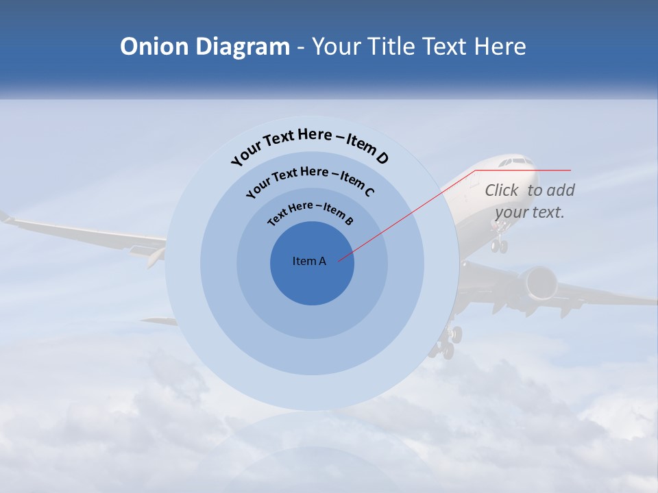 An Airplane Flying In The Sky With Clouds PowerPoint Template