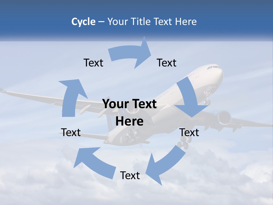 An Airplane Flying In The Sky With Clouds PowerPoint Template