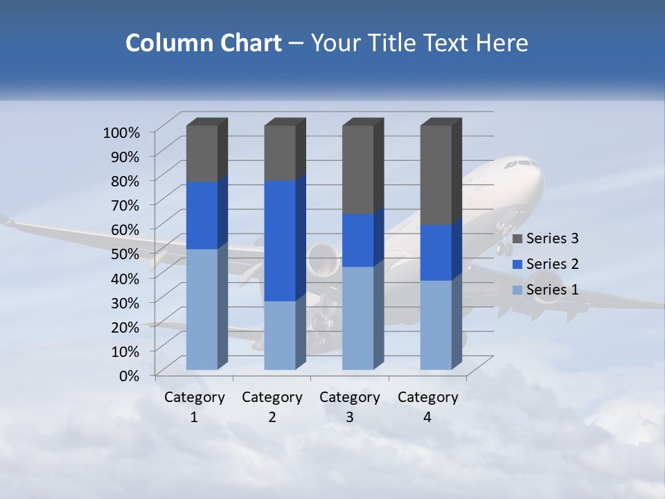 An Airplane Flying In The Sky With Clouds PowerPoint Template