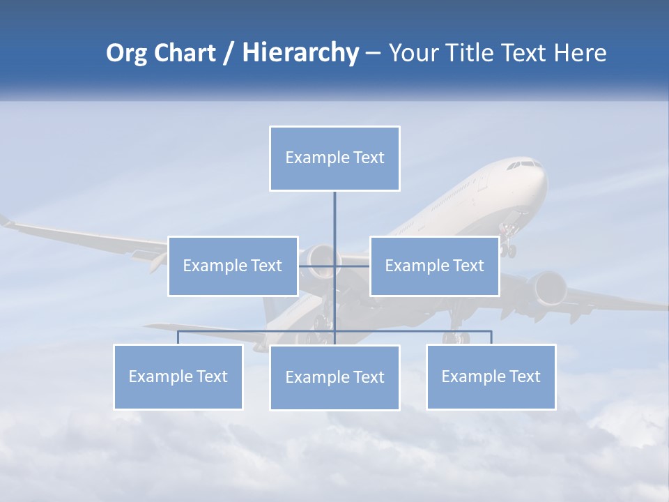 An Airplane Flying In The Sky With Clouds PowerPoint Template
