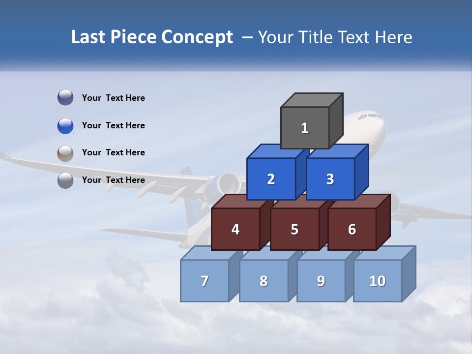An Airplane Flying In The Sky With Clouds PowerPoint Template