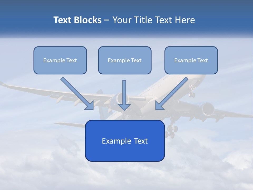 An Airplane Flying In The Sky With Clouds PowerPoint Template