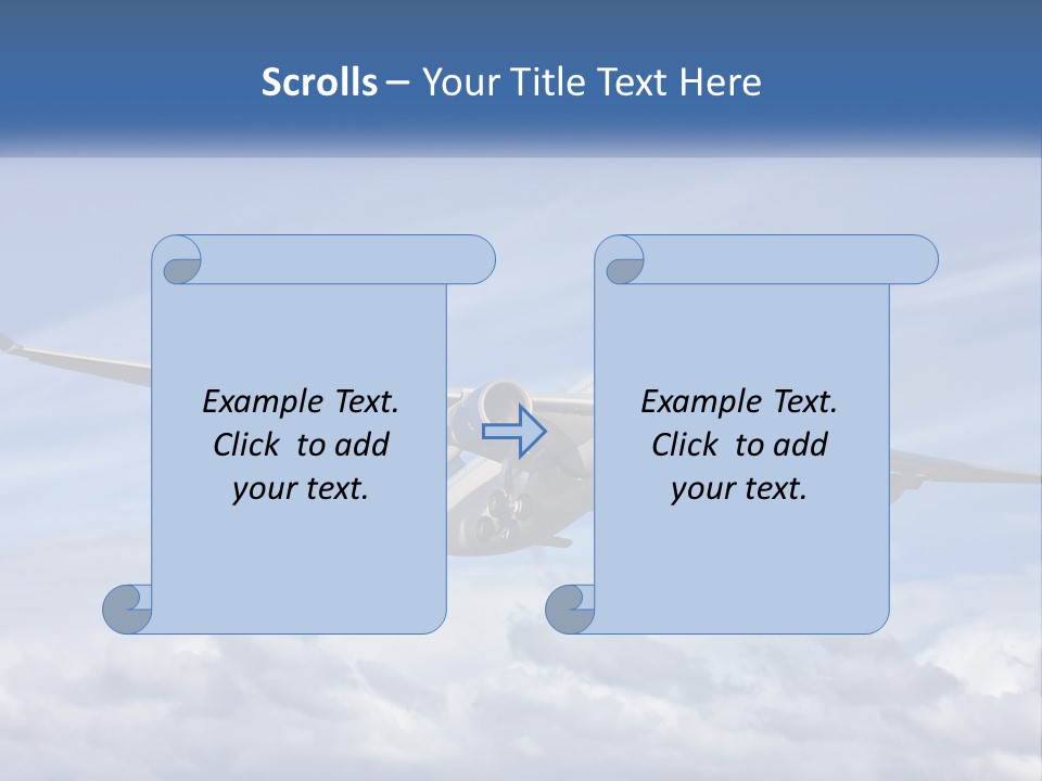 An Airplane Flying In The Sky With Clouds PowerPoint Template