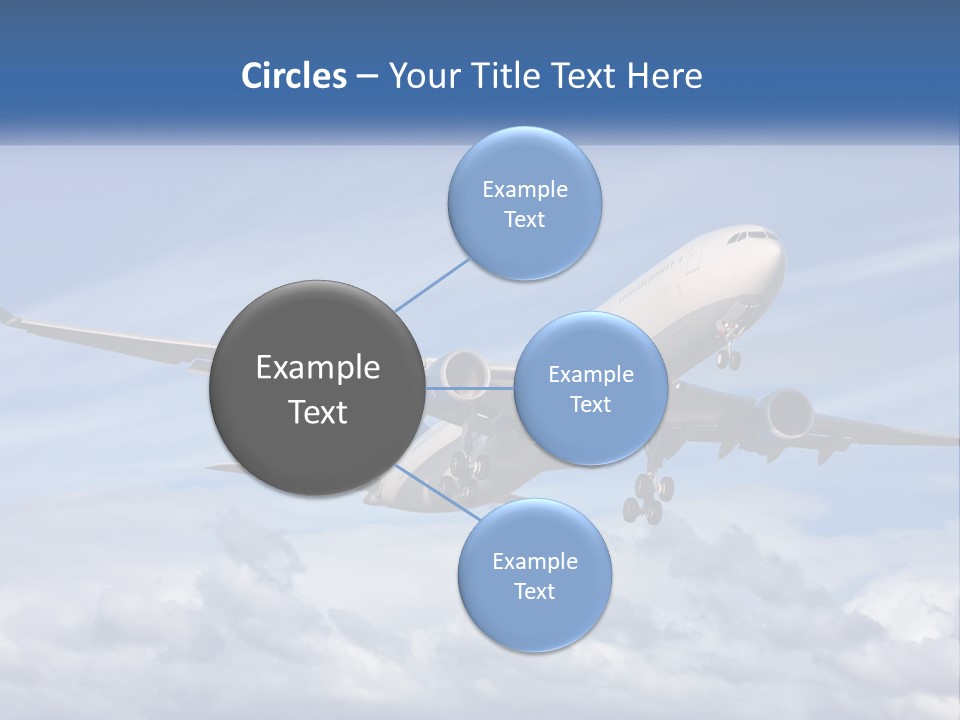 An Airplane Flying In The Sky With Clouds PowerPoint Template