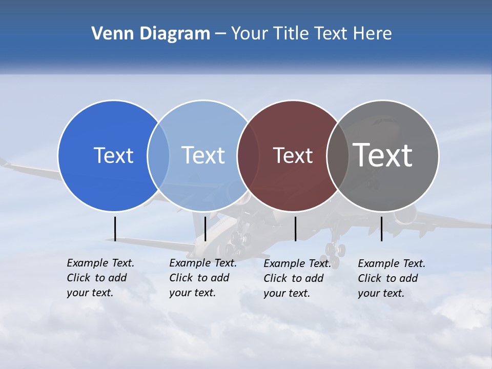 An Airplane Flying In The Sky With Clouds PowerPoint Template