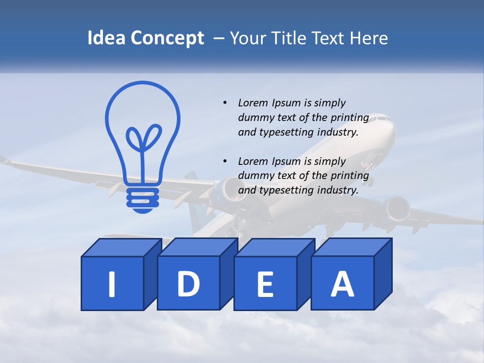 An Airplane Flying In The Sky With Clouds PowerPoint Template
