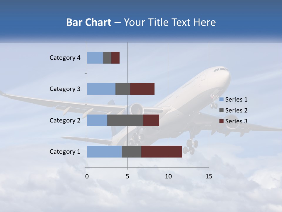 An Airplane Flying In The Sky With Clouds PowerPoint Template