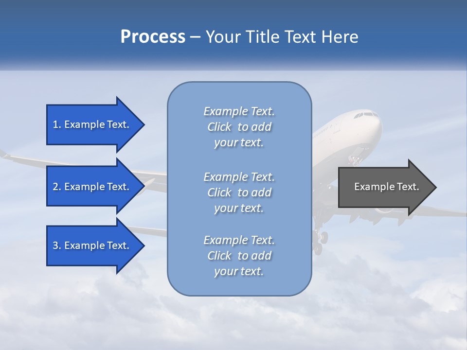 An Airplane Flying In The Sky With Clouds PowerPoint Template
