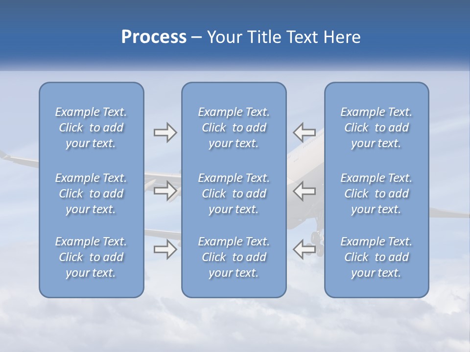 An Airplane Flying In The Sky With Clouds PowerPoint Template