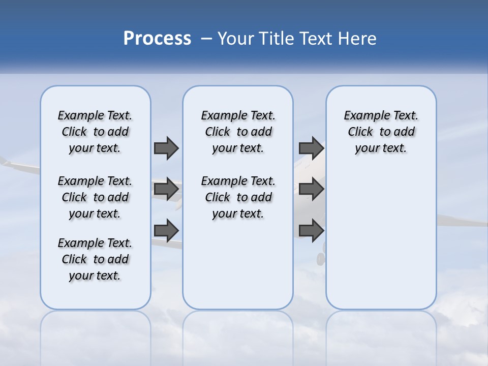 An Airplane Flying In The Sky With Clouds PowerPoint Template