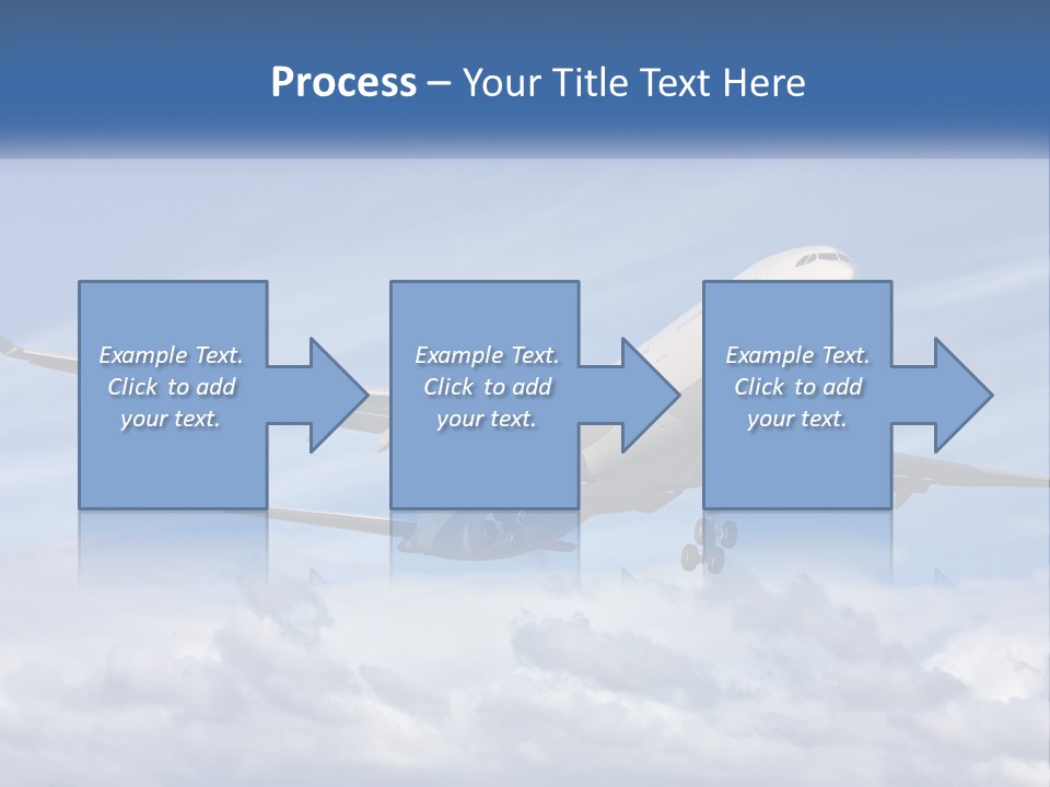 An Airplane Flying In The Sky With Clouds PowerPoint Template