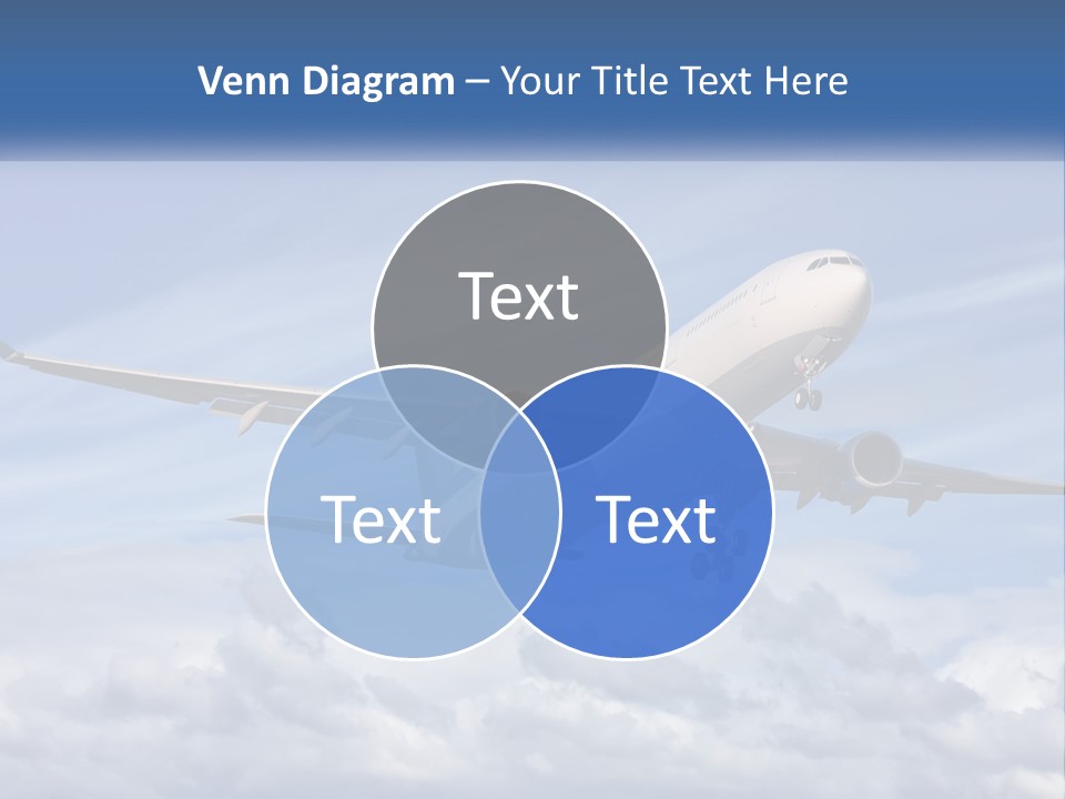 An Airplane Flying In The Sky With Clouds PowerPoint Template