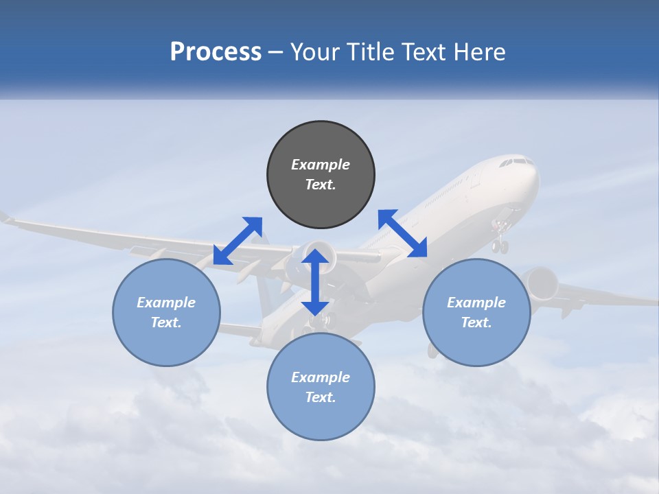 An Airplane Flying In The Sky With Clouds PowerPoint Template