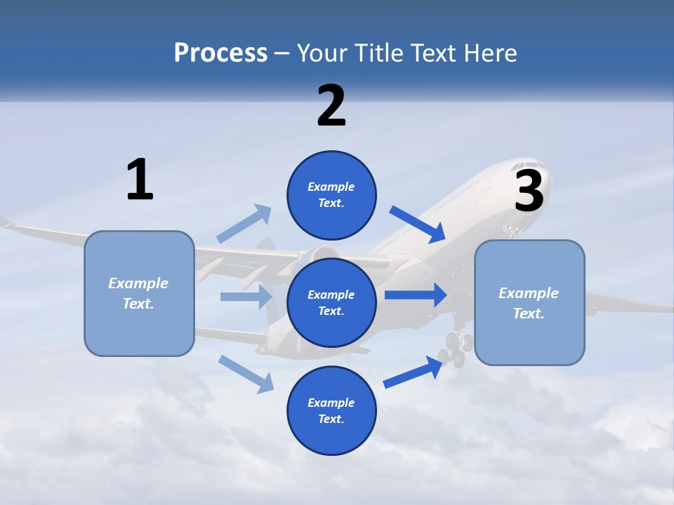 An Airplane Flying In The Sky With Clouds PowerPoint Template