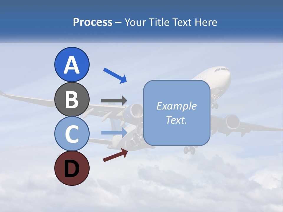An Airplane Flying In The Sky With Clouds PowerPoint Template