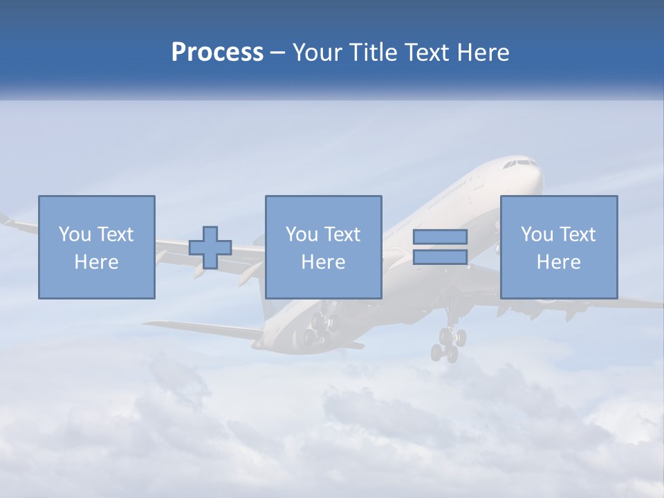 An Airplane Flying In The Sky With Clouds PowerPoint Template