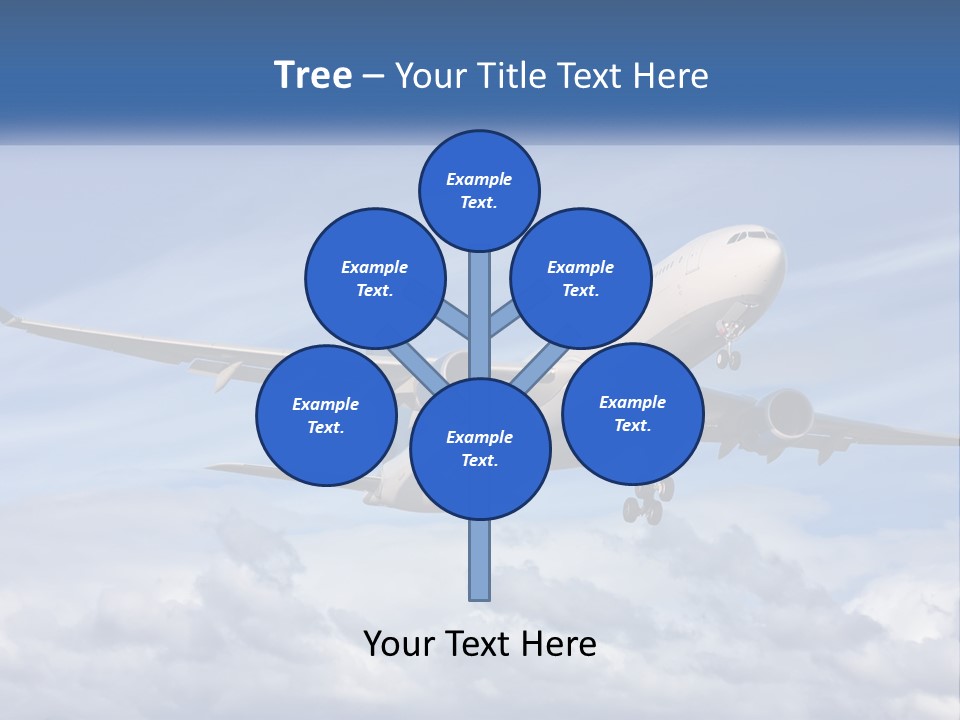 An Airplane Flying In The Sky With Clouds PowerPoint Template