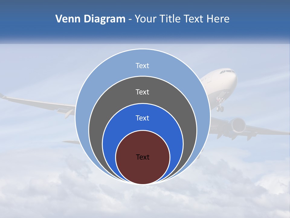 An Airplane Flying In The Sky With Clouds PowerPoint Template