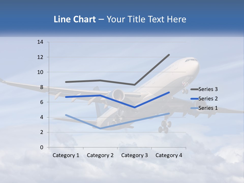 An Airplane Flying In The Sky With Clouds PowerPoint Template