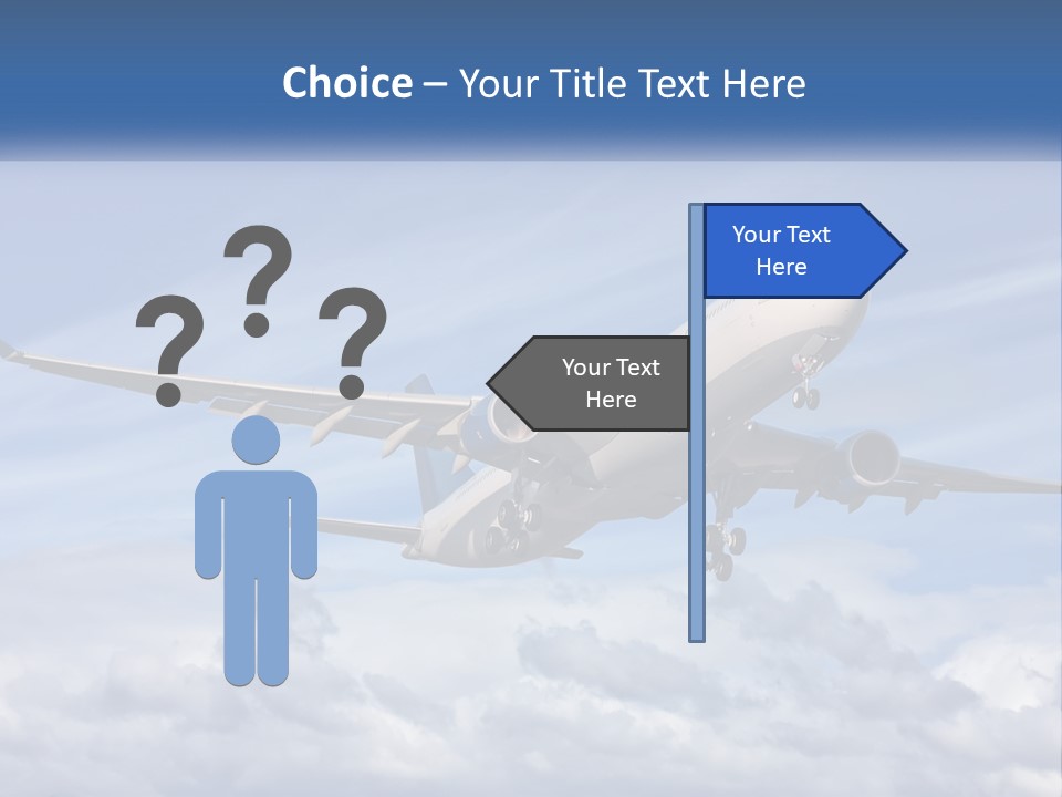 An Airplane Flying In The Sky With Clouds PowerPoint Template