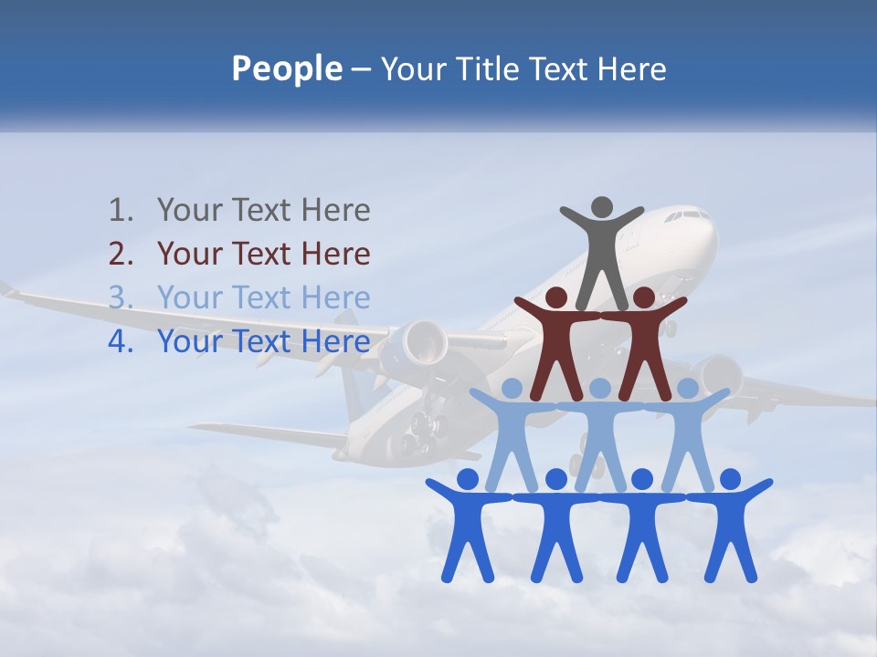 An Airplane Flying In The Sky With Clouds PowerPoint Template