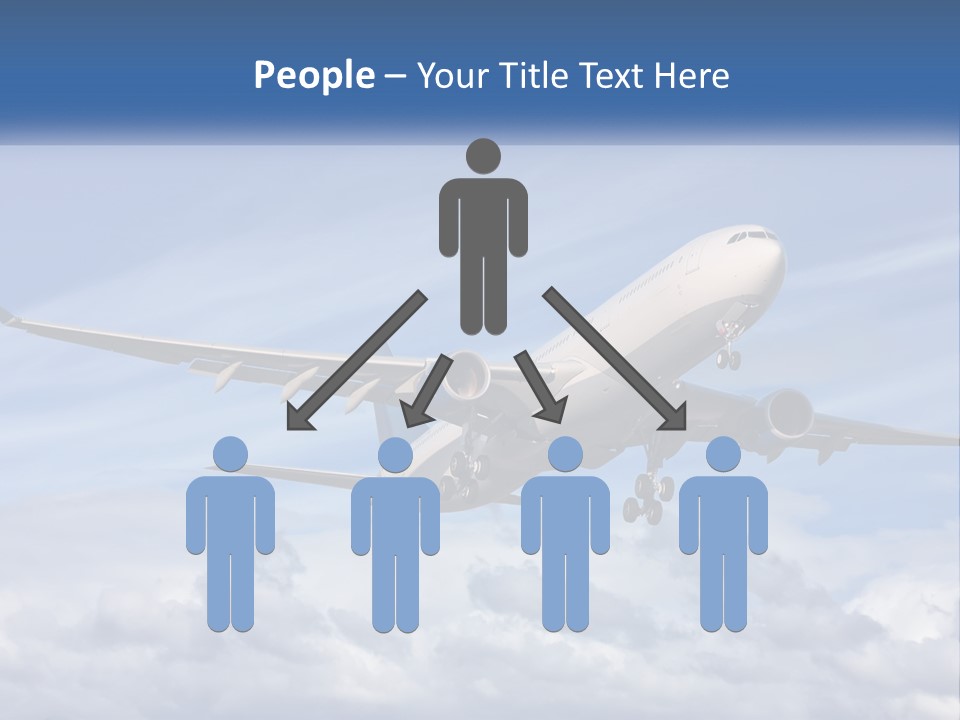 An Airplane Flying In The Sky With Clouds PowerPoint Template