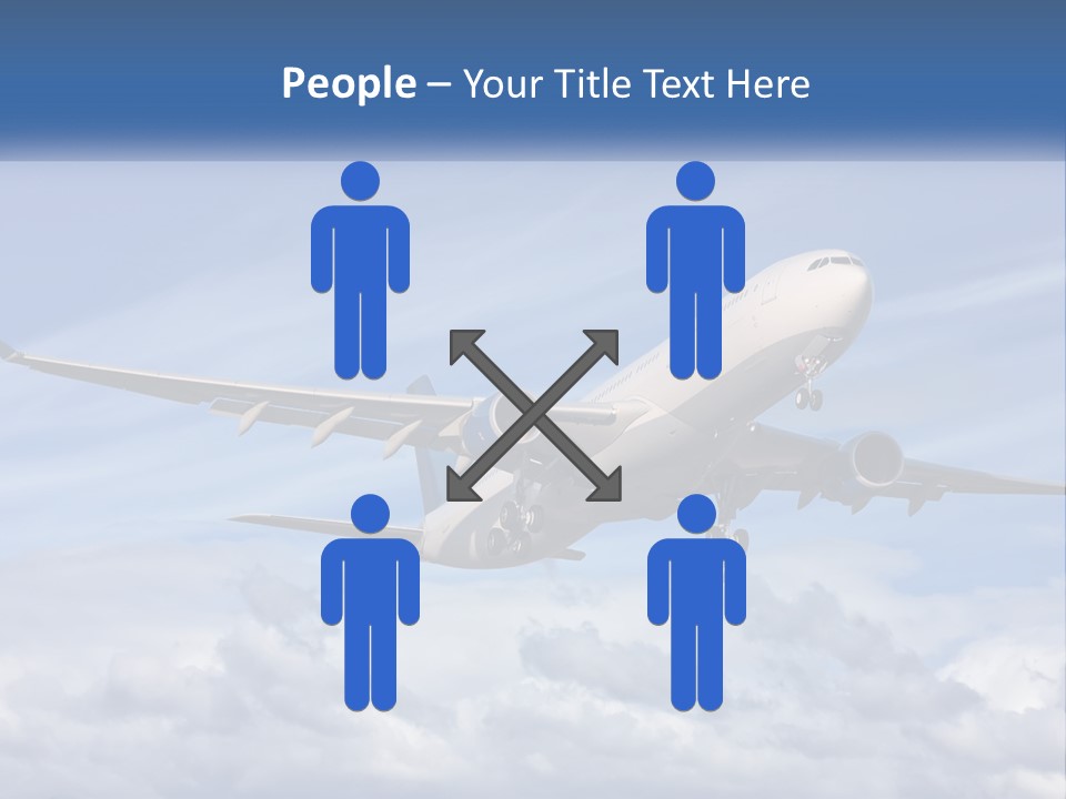 An Airplane Flying In The Sky With Clouds PowerPoint Template