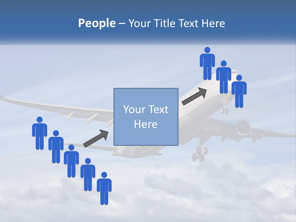 An Airplane Flying In The Sky With Clouds PowerPoint Template