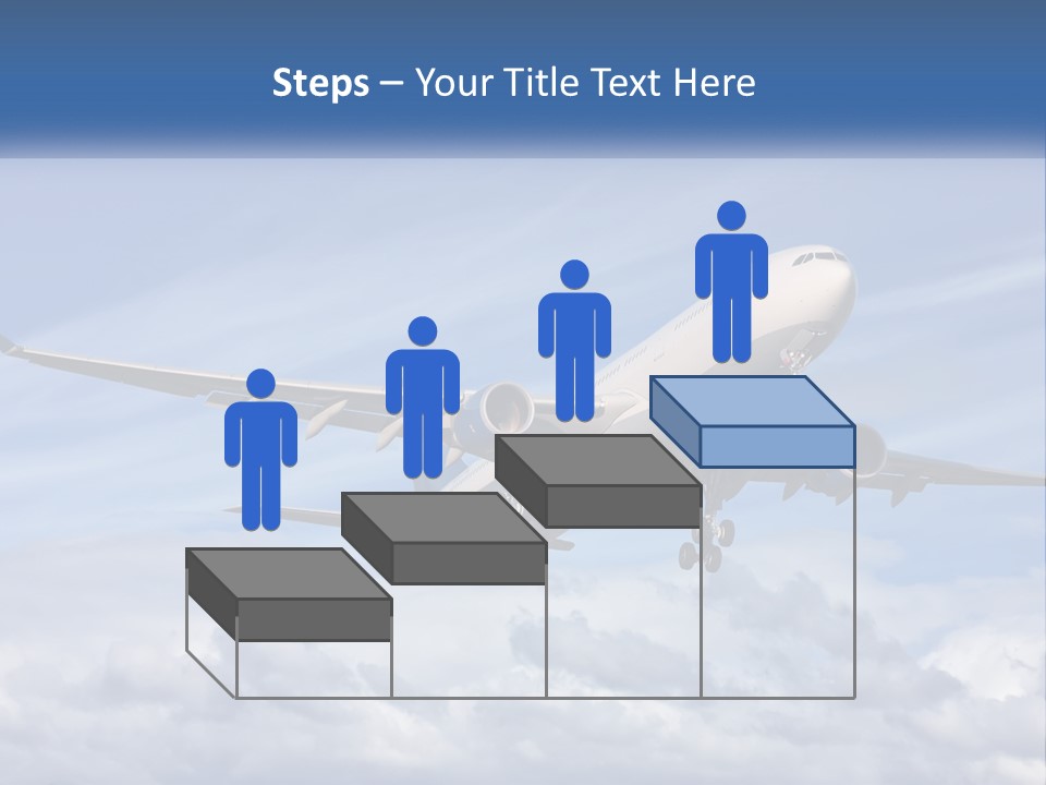 An Airplane Flying In The Sky With Clouds PowerPoint Template