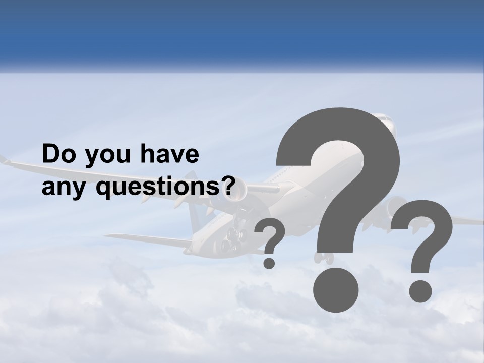 An Airplane Flying In The Sky With Clouds PowerPoint Template