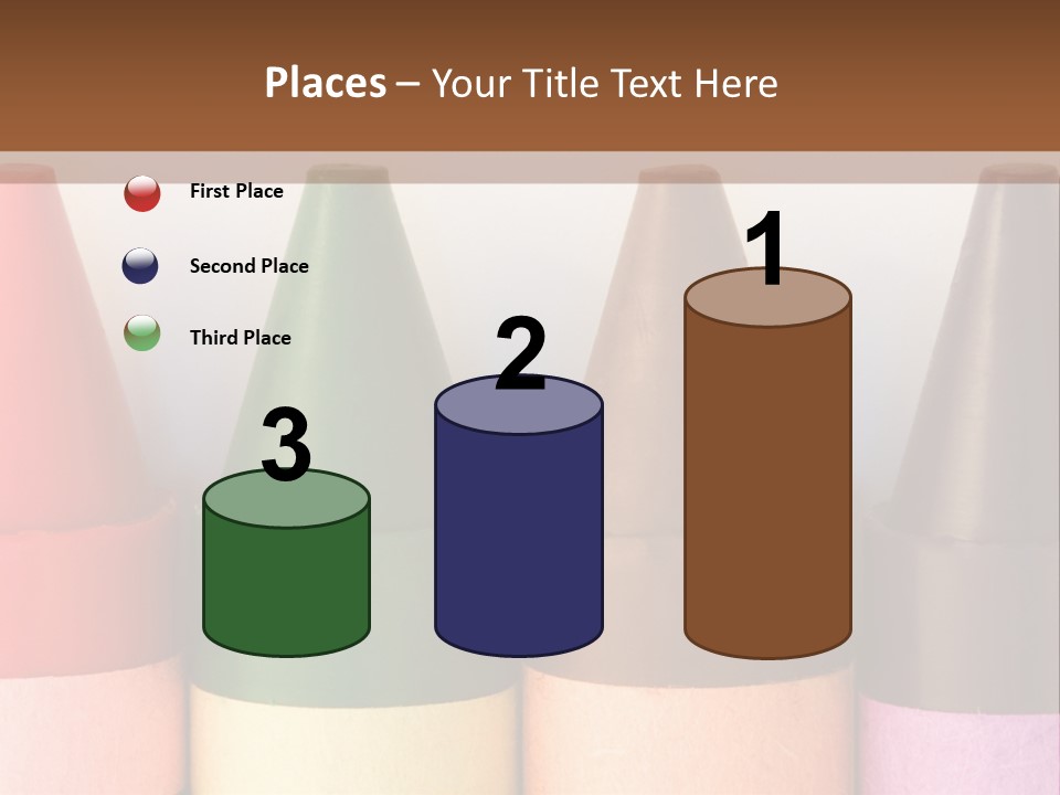 A Row Of Crayons With A Brown Background PowerPoint Template
