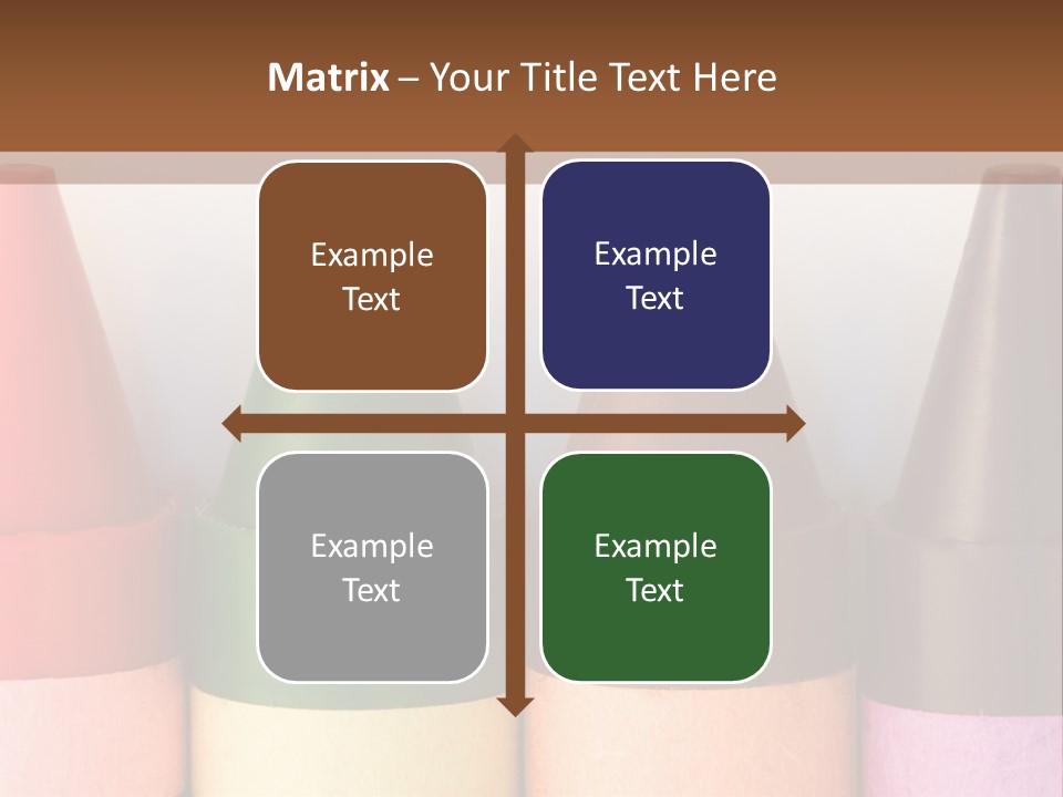 A Row Of Crayons With A Brown Background PowerPoint Template