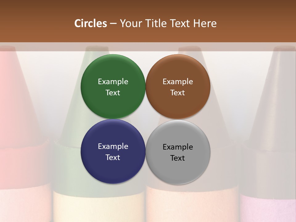 A Row Of Crayons With A Brown Background PowerPoint Template