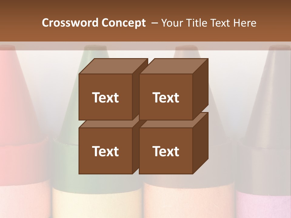 A Row Of Crayons With A Brown Background PowerPoint Template