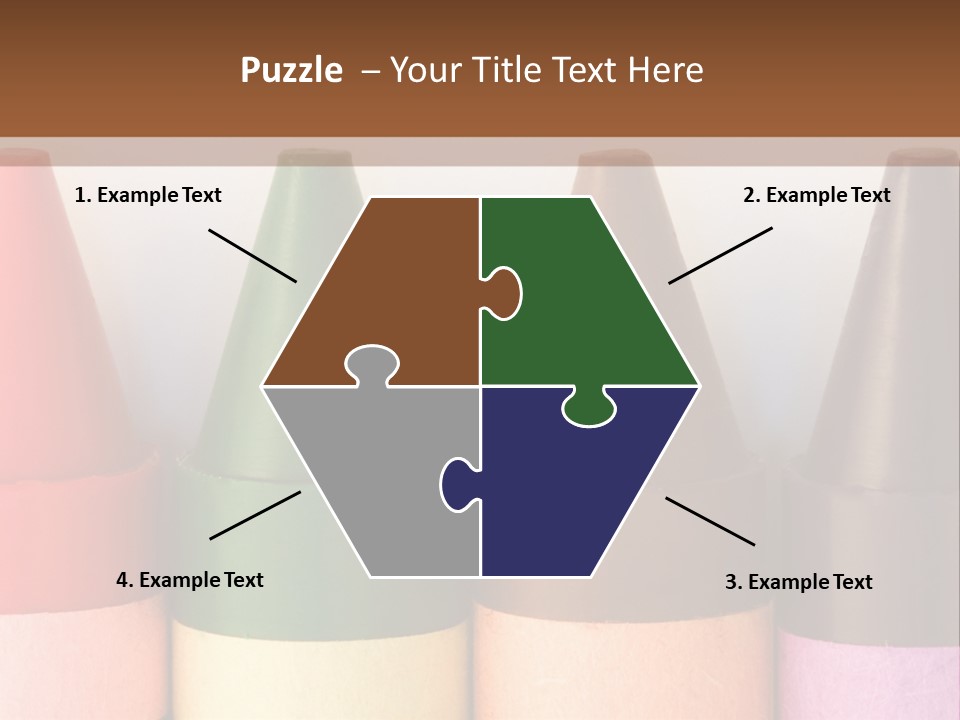 A Row Of Crayons With A Brown Background PowerPoint Template