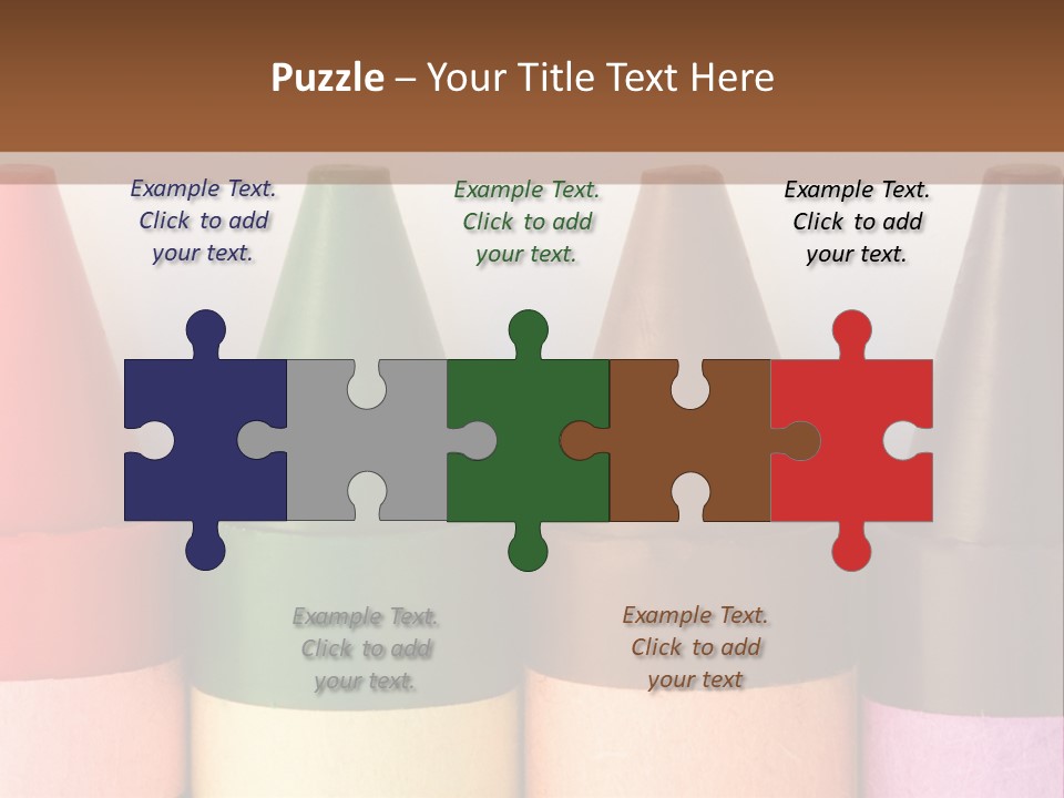 A Row Of Crayons With A Brown Background PowerPoint Template