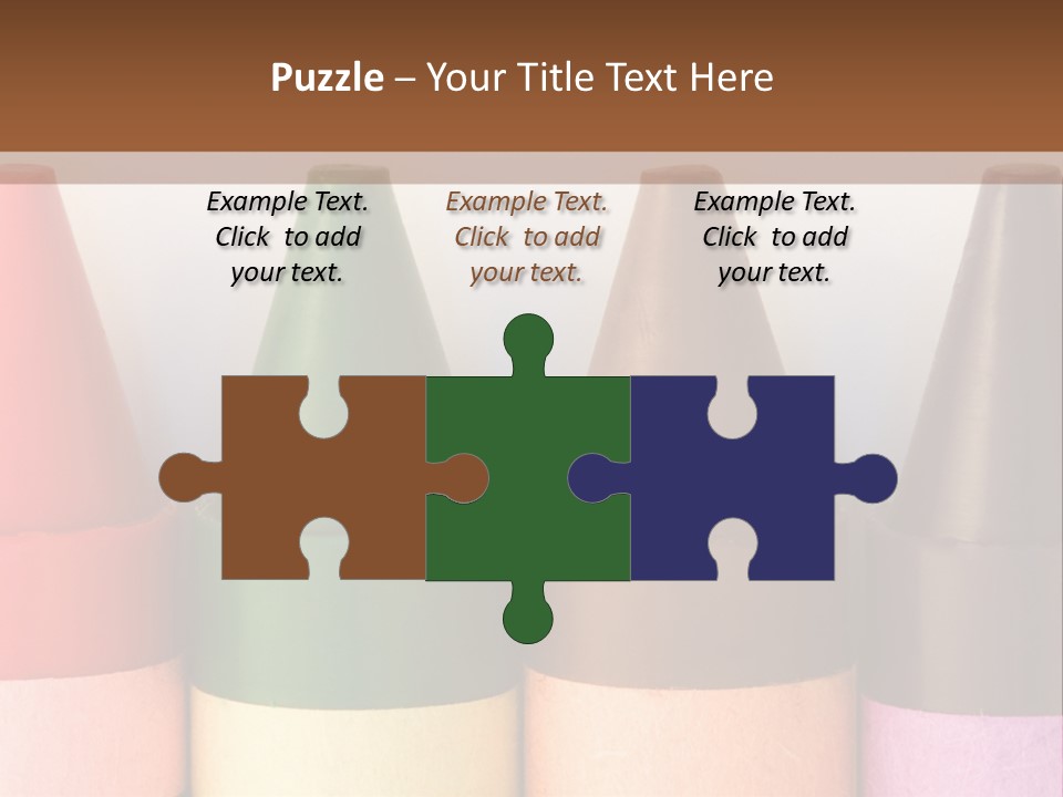 A Row Of Crayons With A Brown Background PowerPoint Template