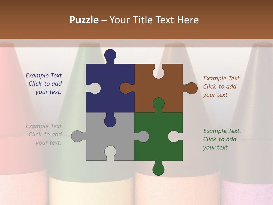 A Row Of Crayons With A Brown Background PowerPoint Template