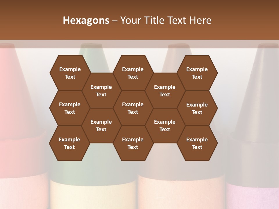A Row Of Crayons With A Brown Background PowerPoint Template